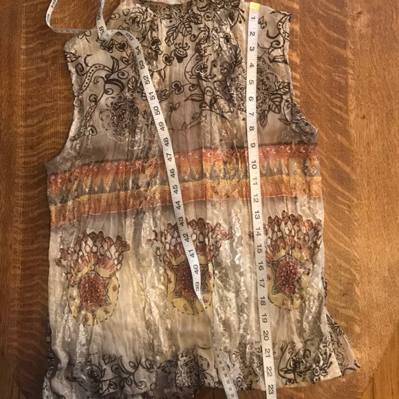 Agora Crinkle Chiffon Lace Sleeveless Blouse Snaps - Picture 7 of 7